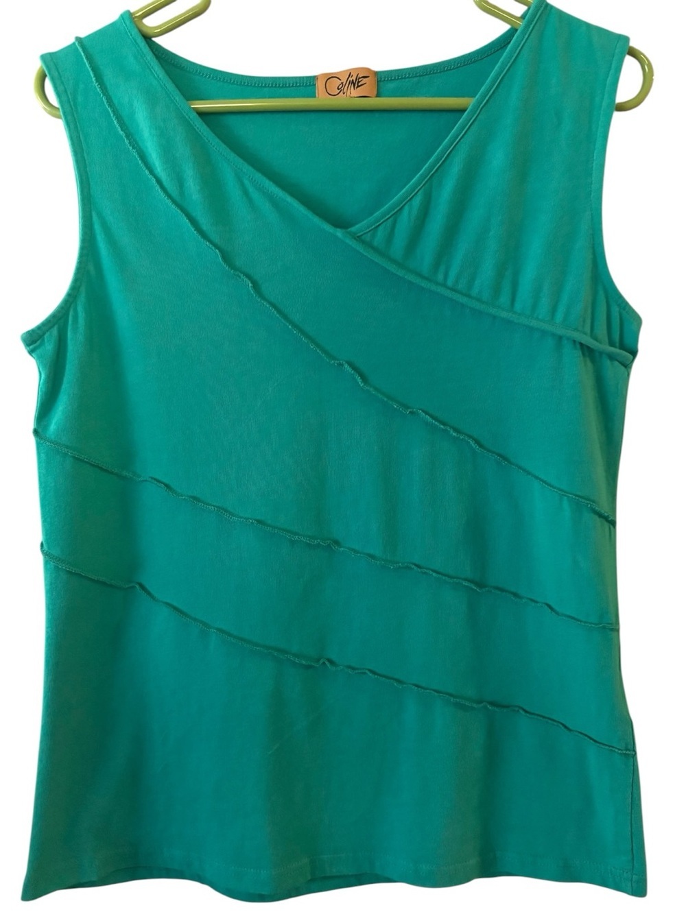 Coline Teal Sleeveless Layered Tank Top